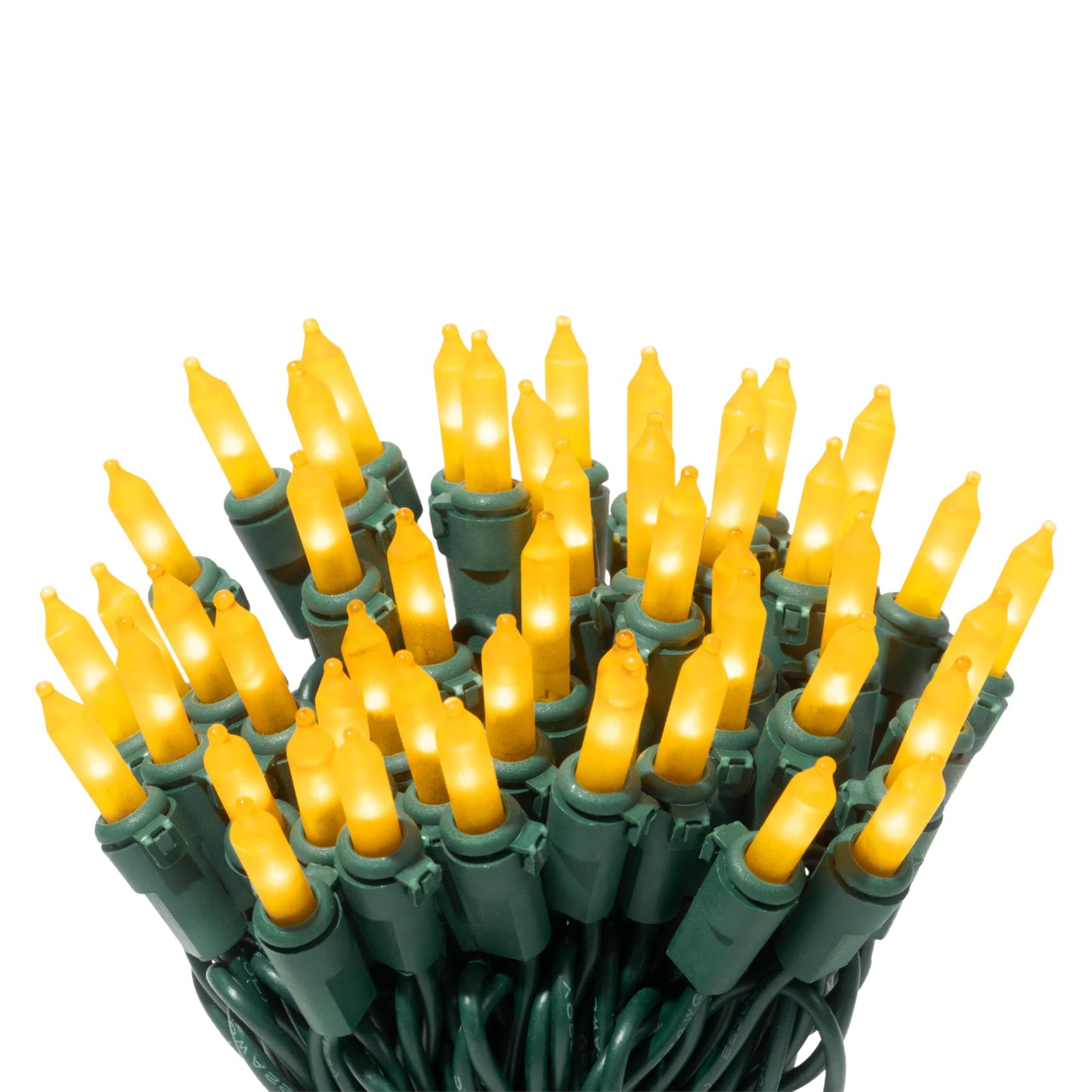 612 Vermont 100 LED Gold Frost Christmas Lights on a Green Wire String, UL Approved, Indoor and Outdoor Use, 24.75 Foot of Lighted Length, 25.4 Foot