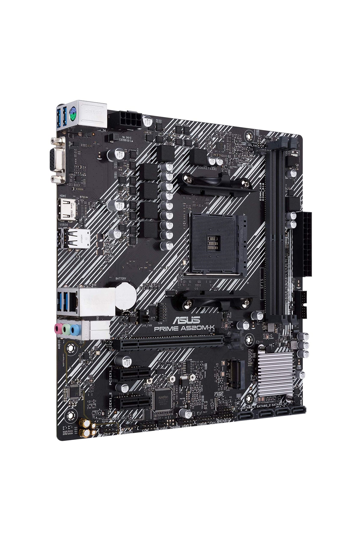 ASUS Prime A520M-K AMD AM4 (3rd Gen Ryzen) Micro-ATX Motherboard (ECC Memory, M.2 Support, 1Gb Ethernet, M.2, USB 3.2 Gen 1 Type-A,HDMI 2.1 4K@60Hz