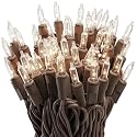 612 Vermont 100 Clear Mini Christmas String Lights on Brown Wire Cord, UL Approved for Indoor/Outdoor Use, 18 Foot of Lighted Length, 20 Foot of Total