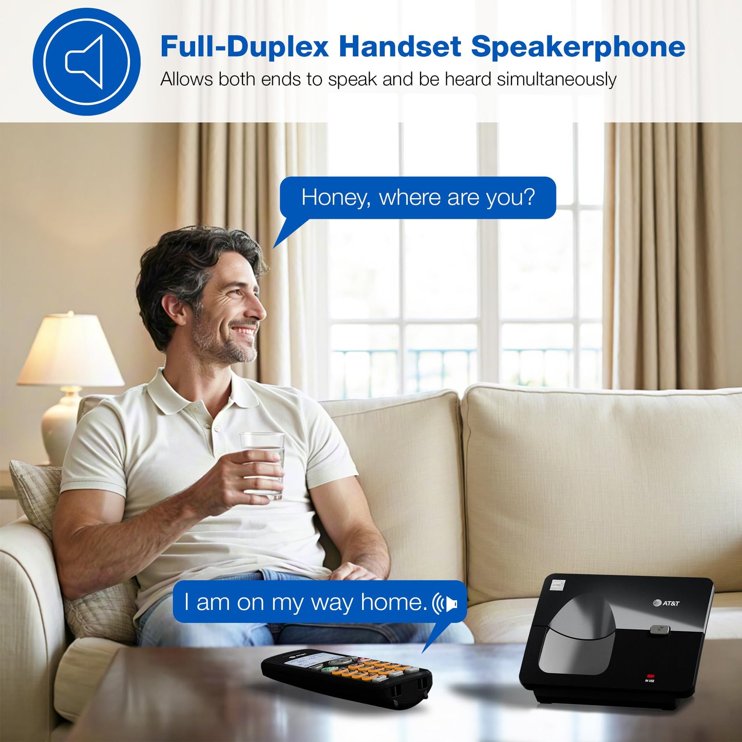 AT&T 3-Handsets Landline Home Phone with Caller ID/Call Waiting, Cordless Phone DECT 6.0 Full-Duplex Handset Speakerphone, Backlit Keypad and Display