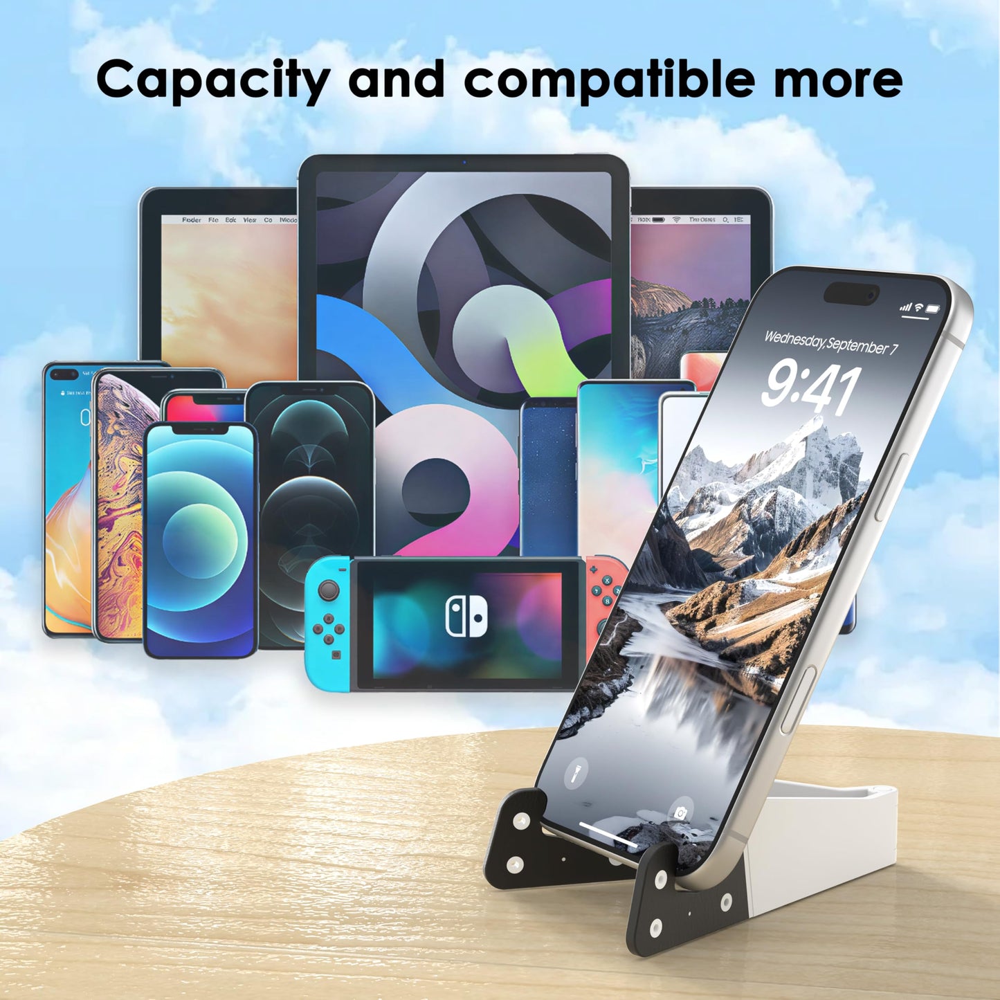 HZZADZXW 3 Pcs Portable Cell Phone Stand for Desk, Universal V-Shape Kickstand Mount, Foldable Pocket Travel Phone Holder, Compatible with iPhone