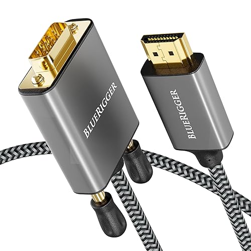 BlueRigger 10FT HDMI to VGA Cable (1080P, 60Hz) - Compatible with Desktop, Laptop, Monitor, Projector, HDTV