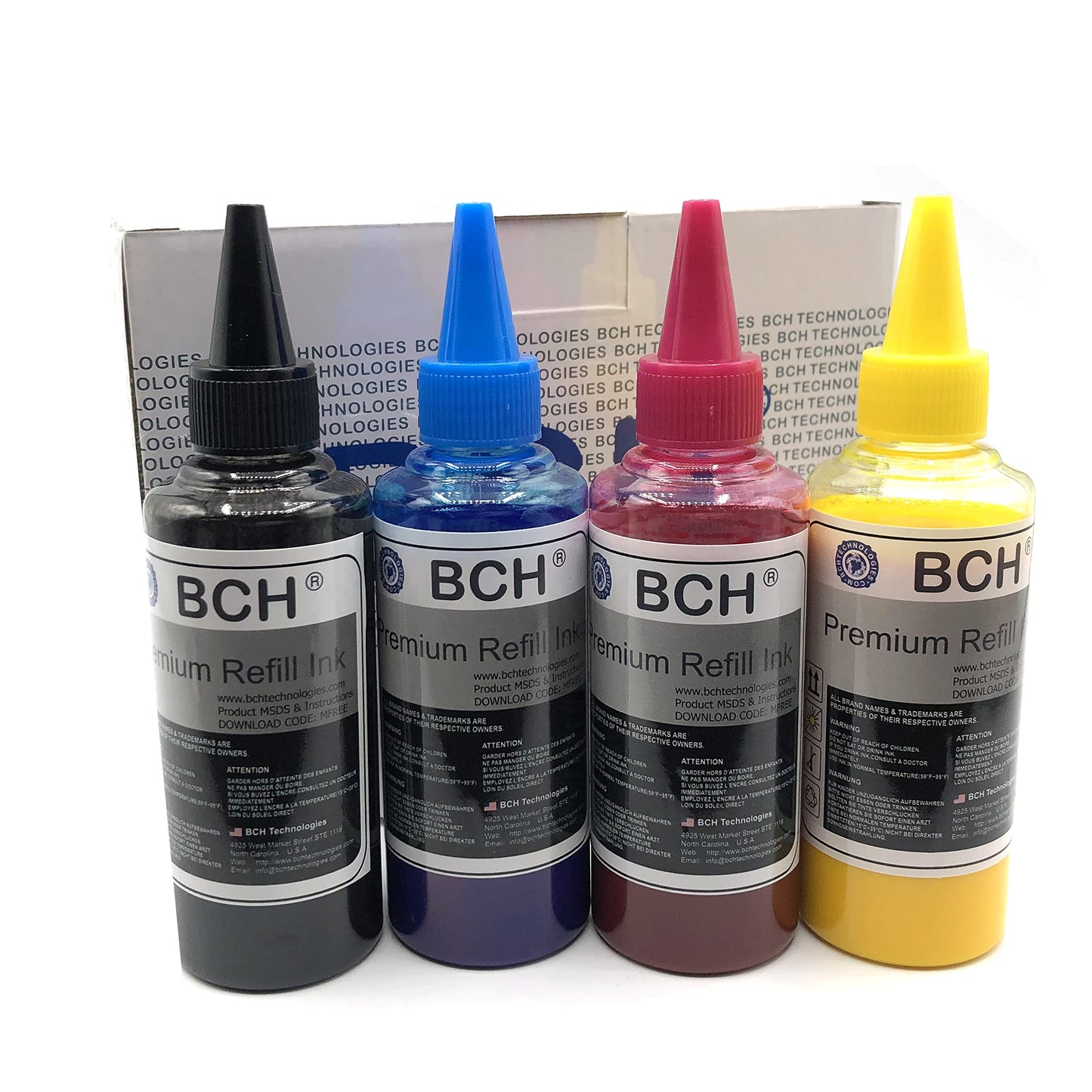 BCH Premium DTF Ink - 400ml Black, Cyan, Magenta, Yellow - Direct to Film Heat Transfer Ink for DTF Printing Machines