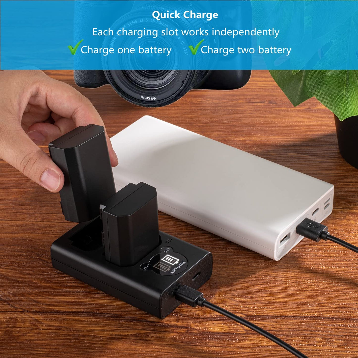 NP FZ100 PHOLSY 2-Pack 2280mAh NP-FZ100 Camera Battery NP-FZ100 Battery Charger/BC-QZ1 USB Charger Compatible with Sony ILCE-a1 a9M2 a9 a7SM3 a7RM4A