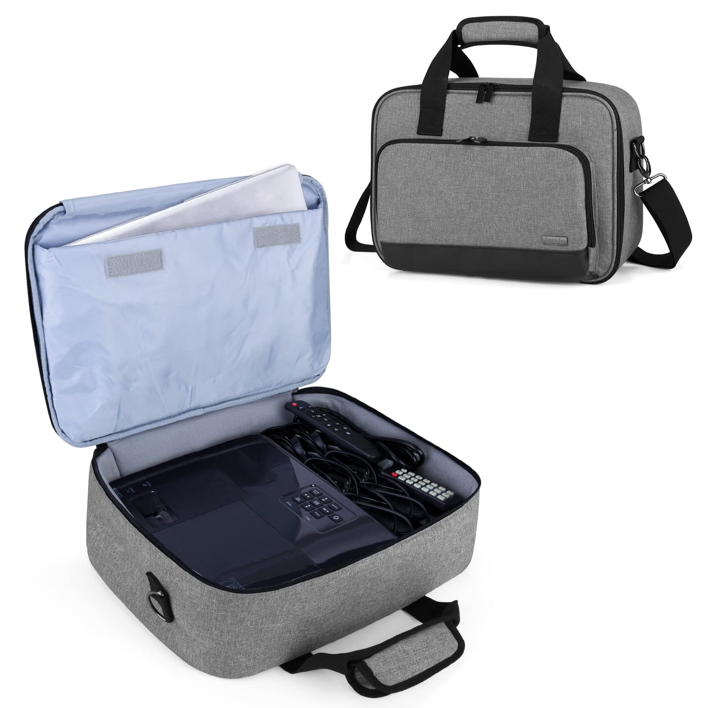 LUXJA Projector Case, Projector Bag with Protective Laptop Sleeve, Projector Carrying Case with Accessories Pockets, Large(16 x 11.5 x 5.75 Inches)