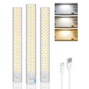 12inch Under Cabinet Lighting Wireless, 152LED Motion Sensor Light Indoor, USB Rechargeable Closet Lights, 3 Color Temps & Dimmable, Stick On Under
