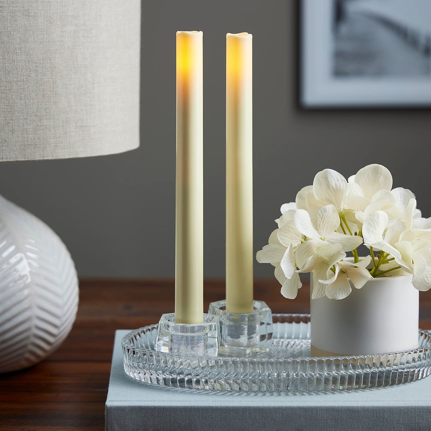 Ashland 9" Cream Flameless LED Taper Candles, 2ct.