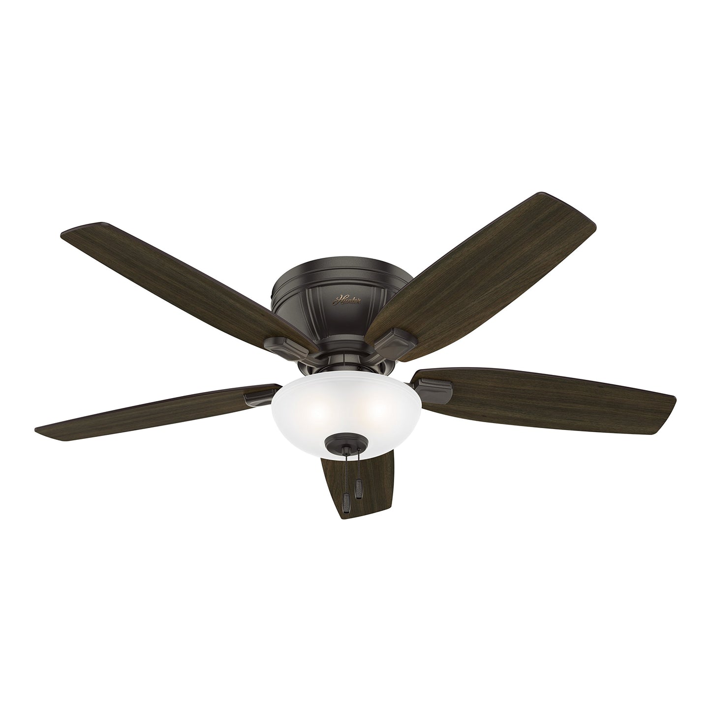 Hunter Fan 52 inch Low Profile Noble Bronze Ceiling Fan with LED Bowl Light Kit (Renewed)
