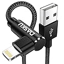 90 Degree iPhone Charging Cable 2Pack 10ft Right Angle Nylon Braided Lightning Charger Cord Compatible with iPhone 14 13 12 11 Pro Max XS XR X 8 7 6…