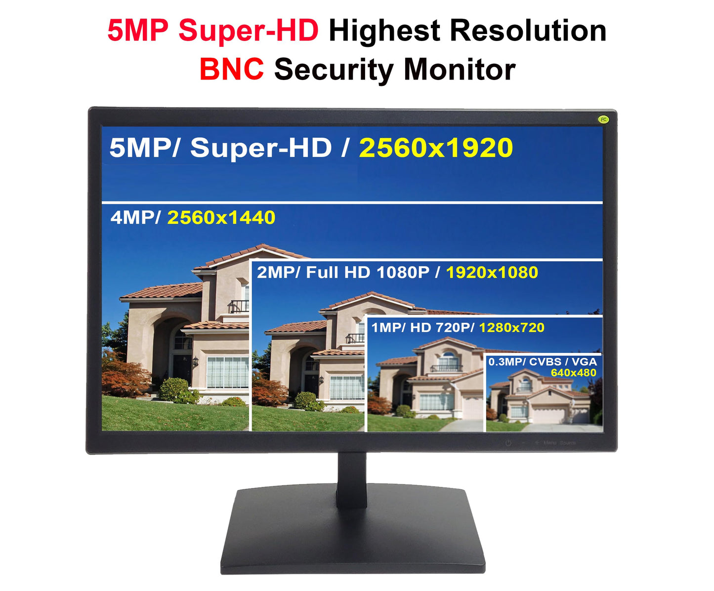 101AV 19.5" 5MP/2560x1920 Super-HD TVI, AHD, CVI, & CVBS Professional Security Monitor, 1 HDMI, 2 BNC In & 1 Out, working with Super HD 5MP security