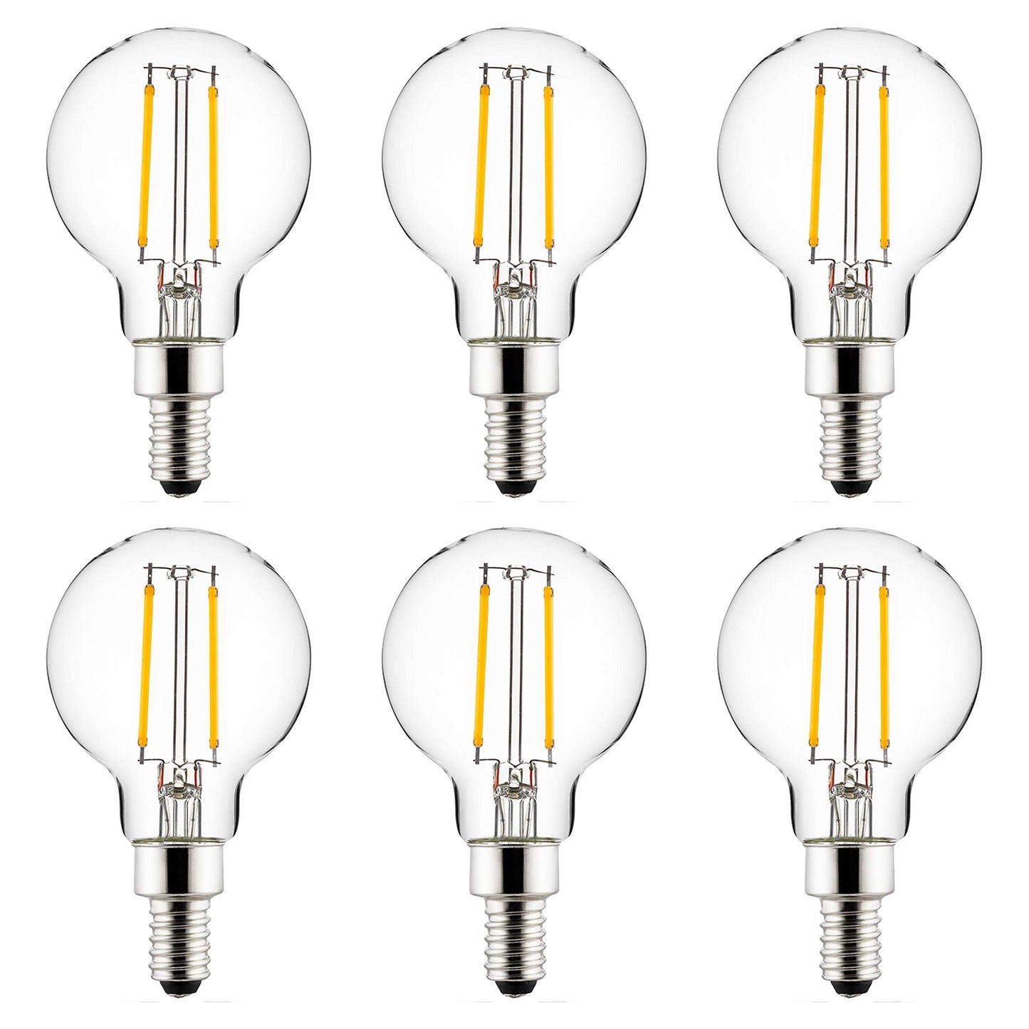 Sunlite 40959 LED G16.5 Filament Style Globe Light Bulb, 2.5 Watts (25W Equivalent), 250 lumens, Dimmable, Candelabra Base (E12), UL Listed, 3000K
