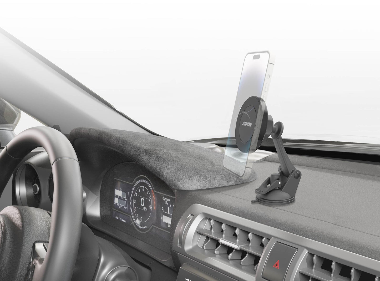 ARKON Mounts Magnetic Phone Mount with Suction Mount, Strong Neodymium Magnets, Suction Mount for Windshields and Dashes, 360° Swivel for Easy