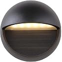 JONATHAN Y 6.25" Black Modern Round Outdoor Integrated LED Wall Sconce Light, Metal/Glass Waterproof Exterior Downlight for Porch, Patio