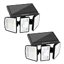 EverBrite Solar Lights Outdoor, 128 LED 7000K Motion Sensor Outdoor Lights, 3 Heads Security LED Floodlights, IP65 Waterproof, 270° Wide Angle Outdoor