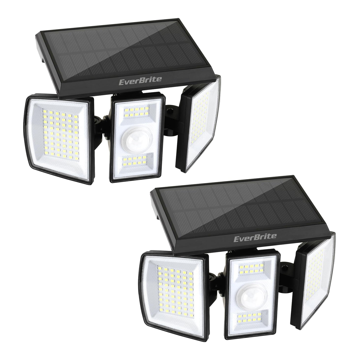 EverBrite Solar Lights Outdoor, 128 LED 7000K Motion Sensor Outdoor Lights, 3 Heads Security LED Floodlights, IP65 Waterproof, 270° Wide Angle Outdoor