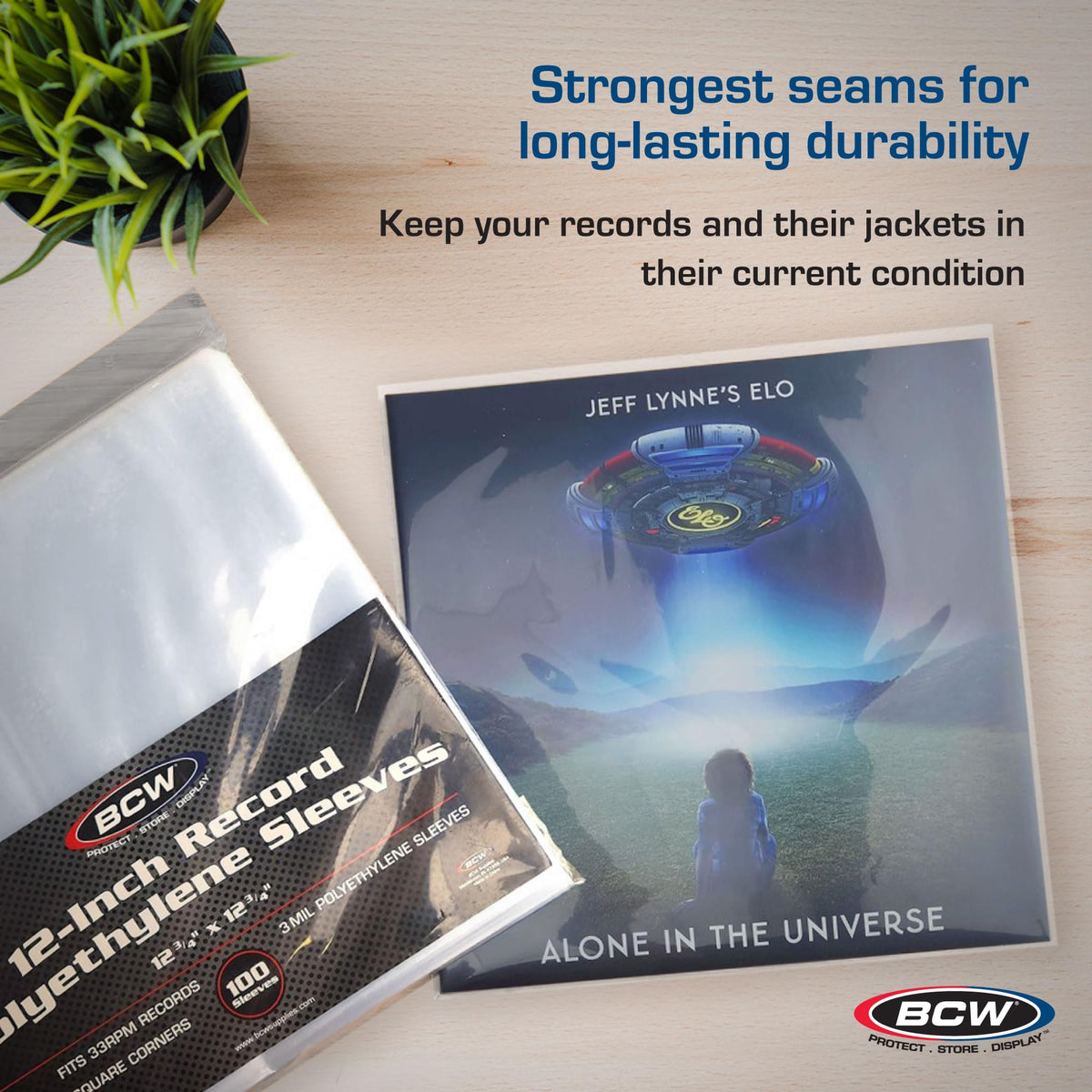 BCW Vinyl Record Sleeves |100-Pack for 12" LPs | Archival-Quality Vinyl Protective Sleeves for Single & Double Albums