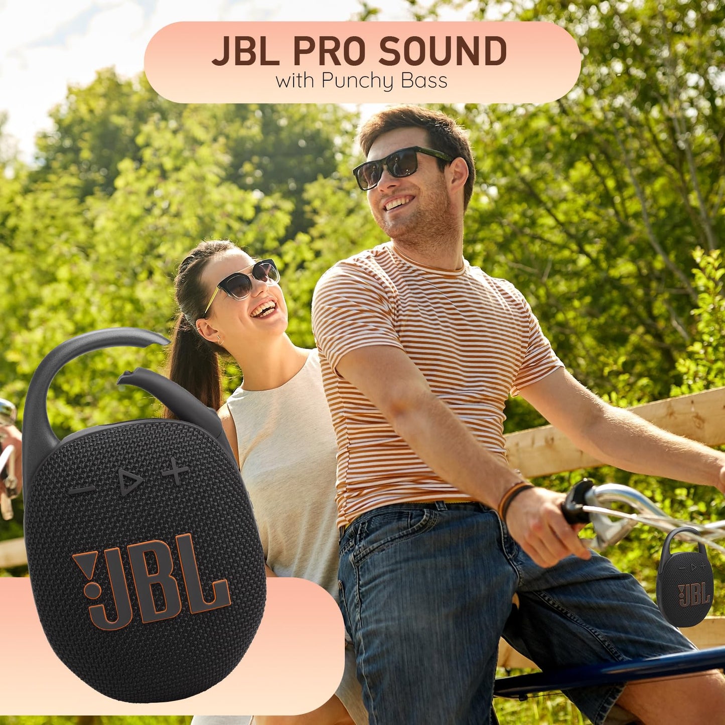 JBL Clip 5 Portable Bluetooth Speaker, IP67 Waterproof & Dustproof, Long-Lasting Battery - Squad - Boomph's Comprehensive Ultimate Performance Cloth