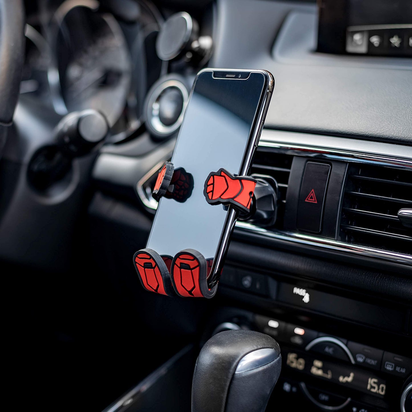 Hug Buddy Iron Man Cellular Phone Holder, Multicolor, Universal Fit with 360-Degree Swivel, Steel and Silicone