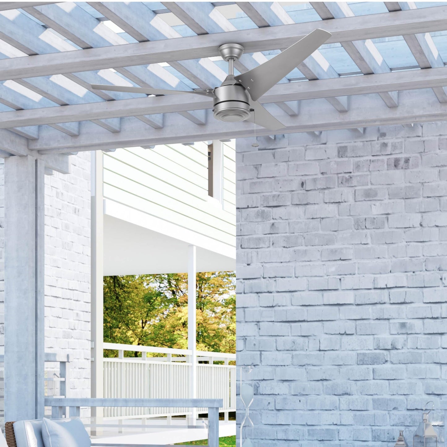 Prominence Home Talib, 52 Inch Contemporary Outdoor Ceiling Fan with No Light, Pull Chain, Dual Mounting Options, Modern High Performance Blades