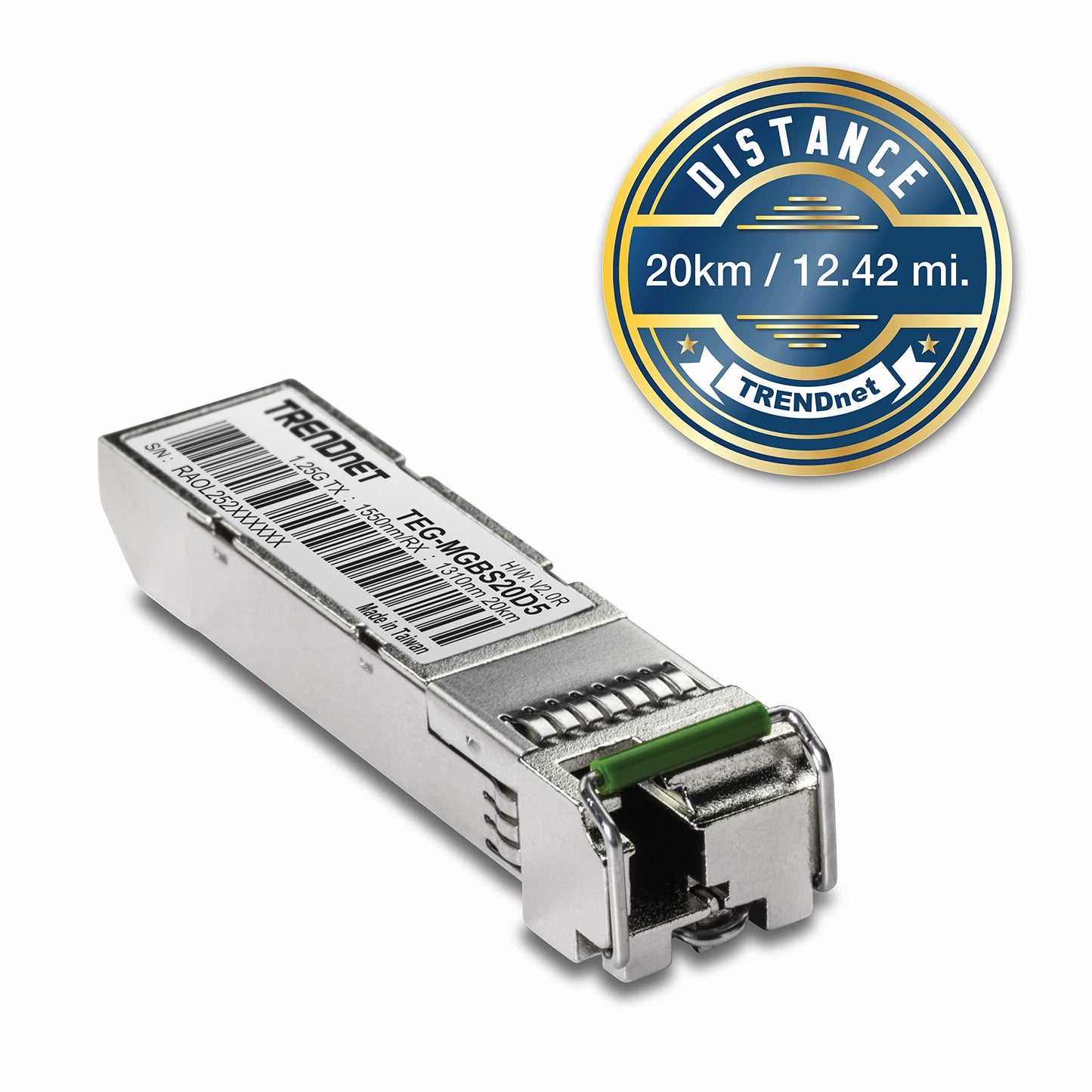 TRENDnet SFP to RJ45 Dual Wavelength Single-Mode LC Module,TEG-MGBS20D5, Must Pair w/TEG-MGBS20D3 or a Compatible Module, Up to 20 km (12.4