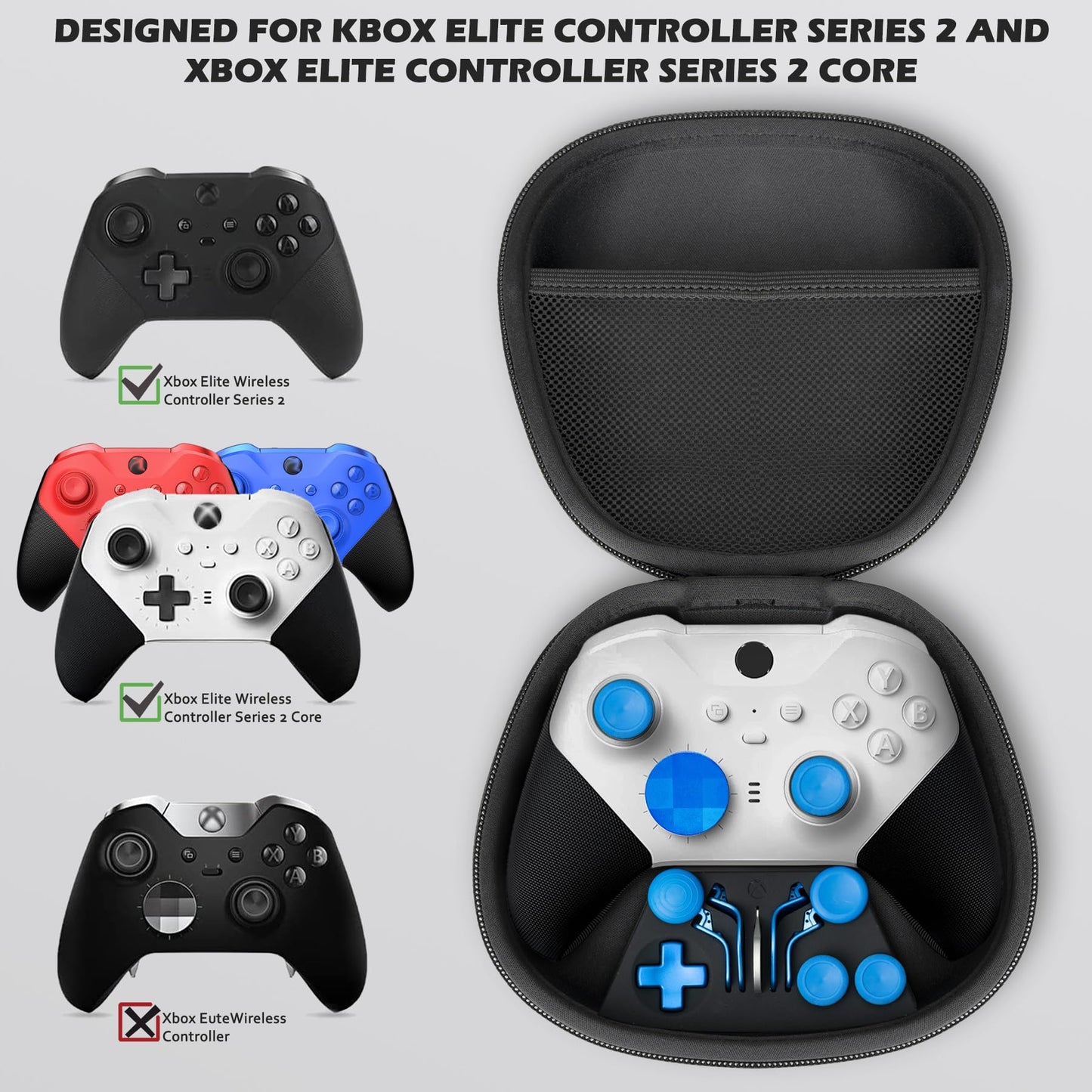 Sedicoca Complete Component Pack for Xbox Elite Wireless Controller Series 2,Includes 1 Carrying Case 1 Dock, 4 Paddles, 2 DPads,6 Thumbsticks,1Tool