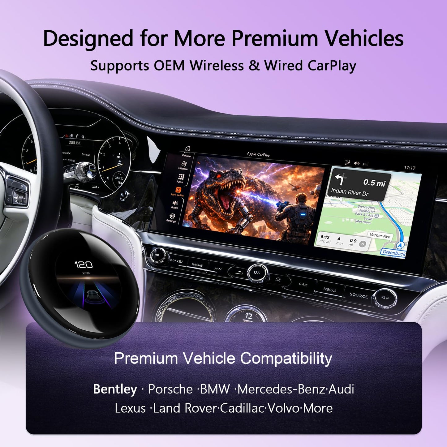 CarPlay Magic AI Box with 3.2” Touchscreen, Supports OEM Wired & Wireless CarPlay, Android 14 Wireless CarPlay & Android Auto for BMW, Mercedes, Audi