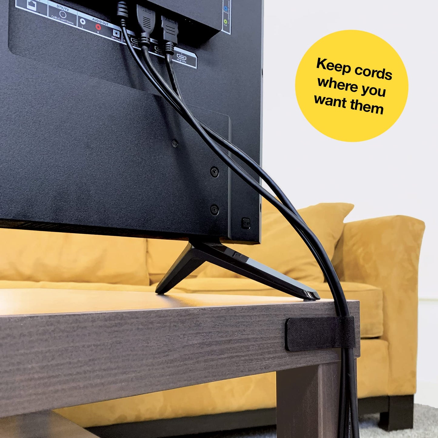Cable Clams by Wrap-It Storage - 5" (18-Pack) Black - Cord Holder Strips with Adhesive for Desk Cable Management and to Hide Computer, Electrical, or