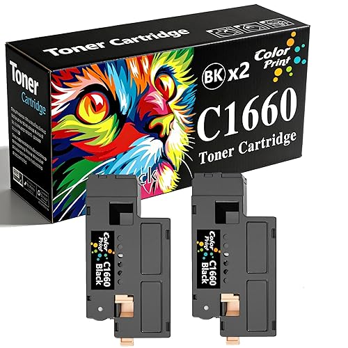 (2-Pack, Black) ColorPrint Compatible Toner Cartridge Replacement for Dell 1660 C1660 C1660W C1660cnw 1660w 1660cnw 4G9HP 332-0399 332-0400 332-0402
