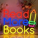 Read More Books Neon Sign, LED Light Up Decorative Sign, USB Powered Dimmable Neon Light, Library Classroom Bedroom Home Wall Decor Art, Gift