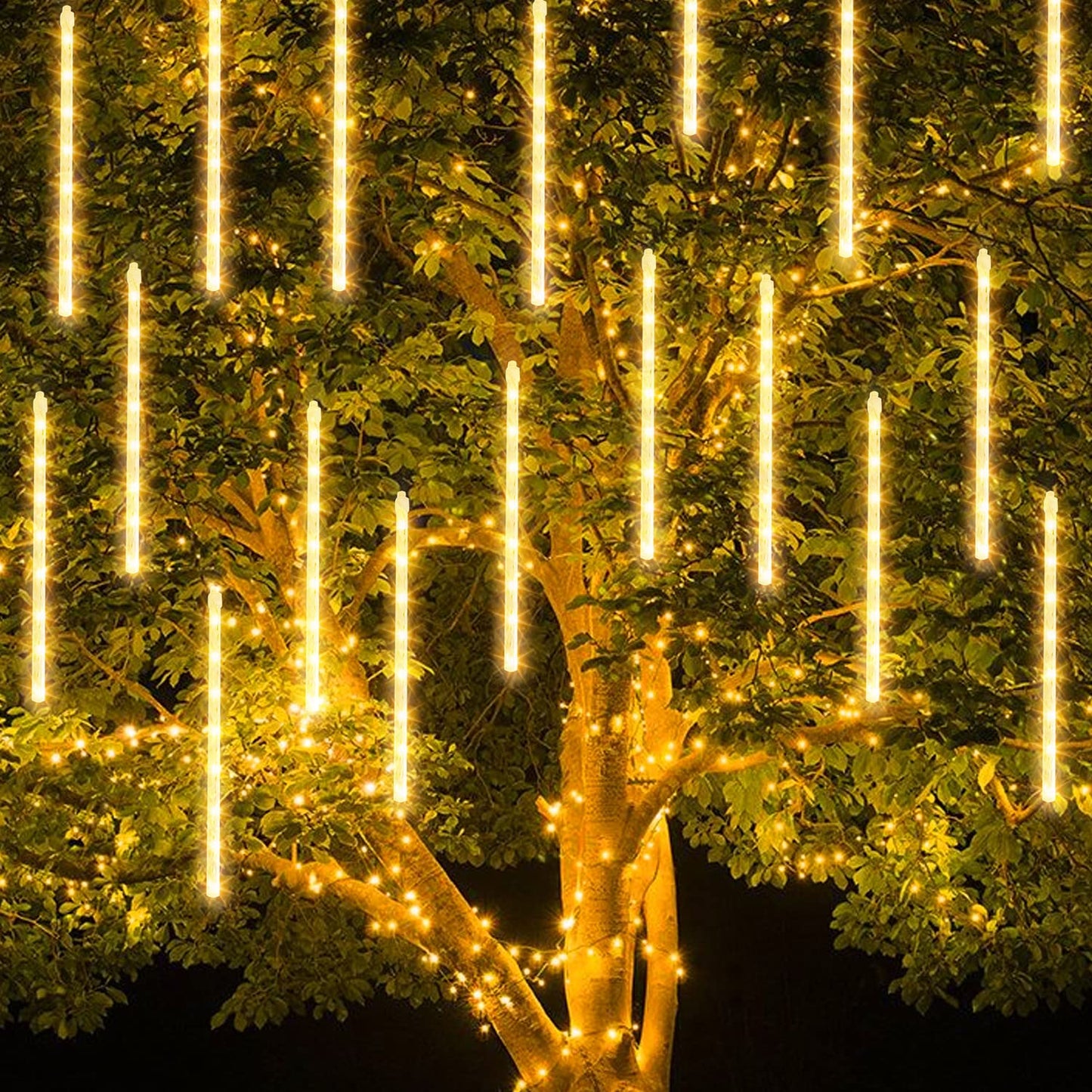 TW SHINE Christmas Meteor Shower Lights Outdoor, 864 LED 12" 24 Tubes Waterproof Christmas Lights Outdoor Plug in, Snow Falling Rain Icicle Xmas Light