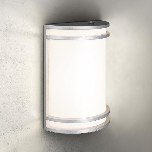 ASD 10 Inch Dusk to Dawn LED Outdoor Sconce Lights - 15W 120-277V 3000K-5000K Nickel Exterior Lighting Fixtures, Dimmable Exterior Lights for House