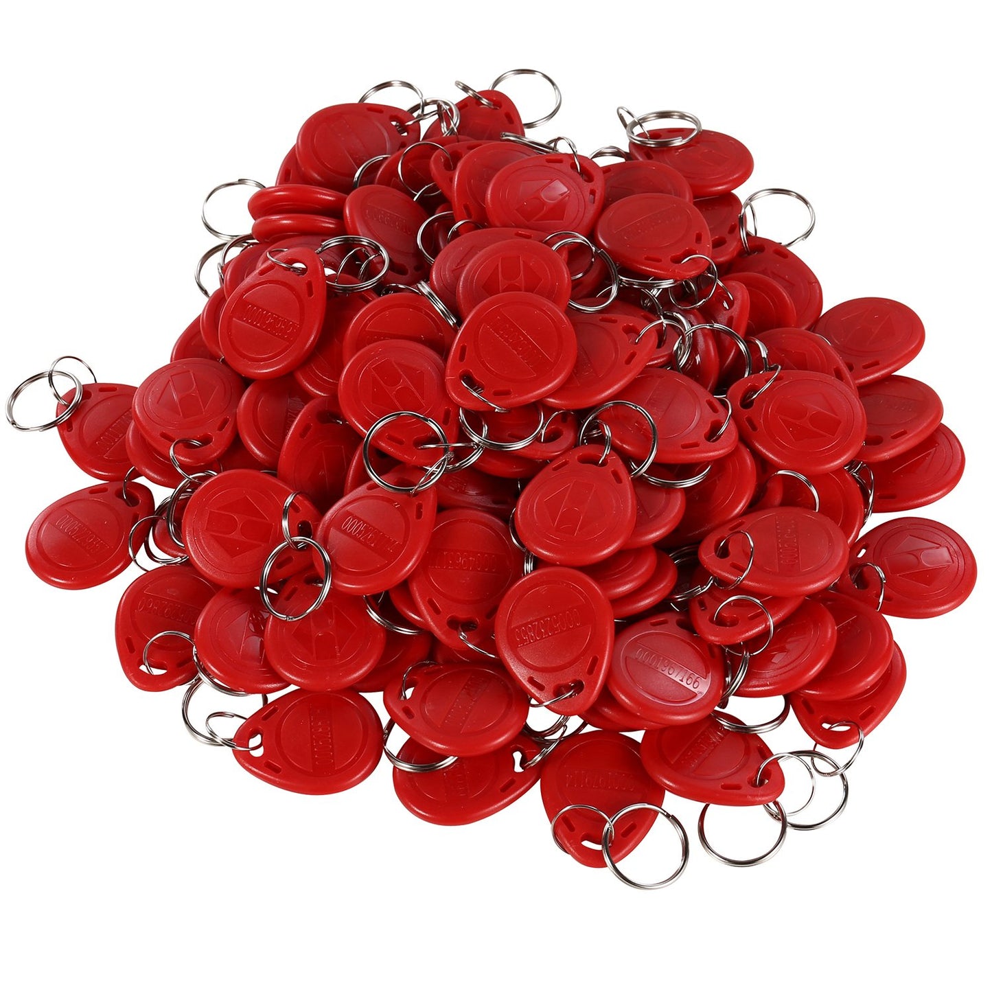 HWMATE 125khz RFID Smart EM ID Read Only Entry Access Keyfob Tag Token Keychain Card (100 Pack) (Red)