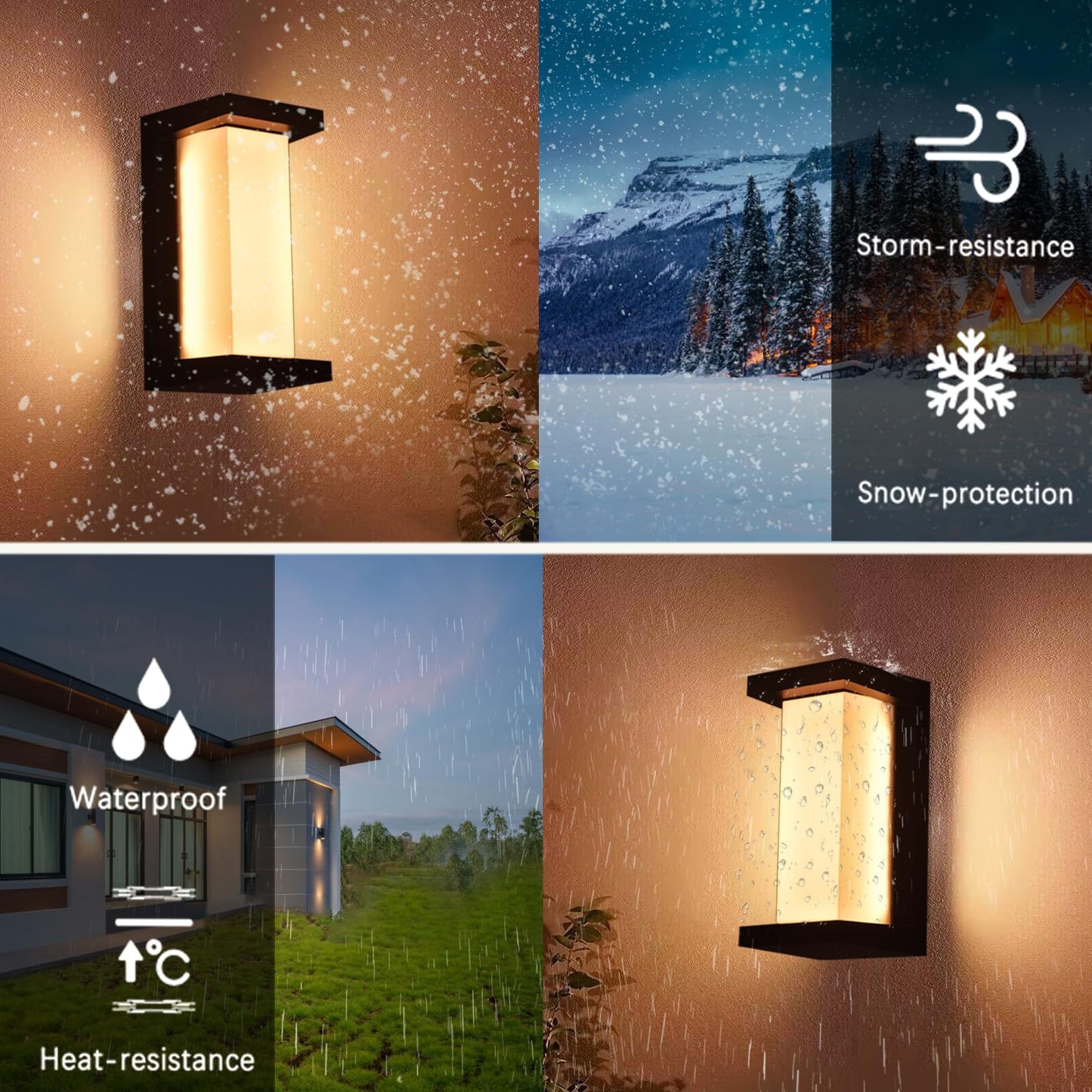 Rosykite Outdoor Porch Lights 3000K 40000K 5000K 3 Colors Selectable, LED Outdoor Light Fixtures Wall Mount 2 Pack, Super Bright 1500lm Aluminum