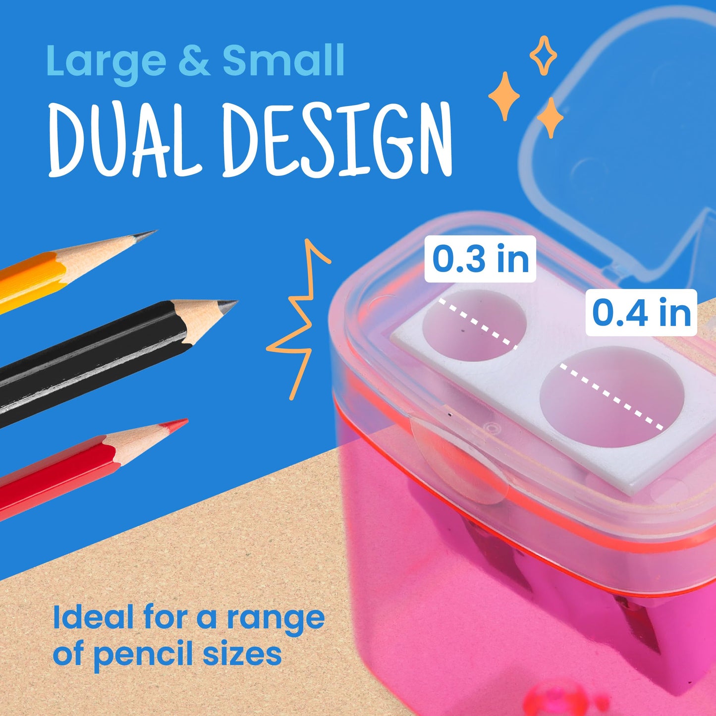 Craftzilla Pencil Sharpener 100 Pack, Manual Dual-Hole Sharpeners Bulk