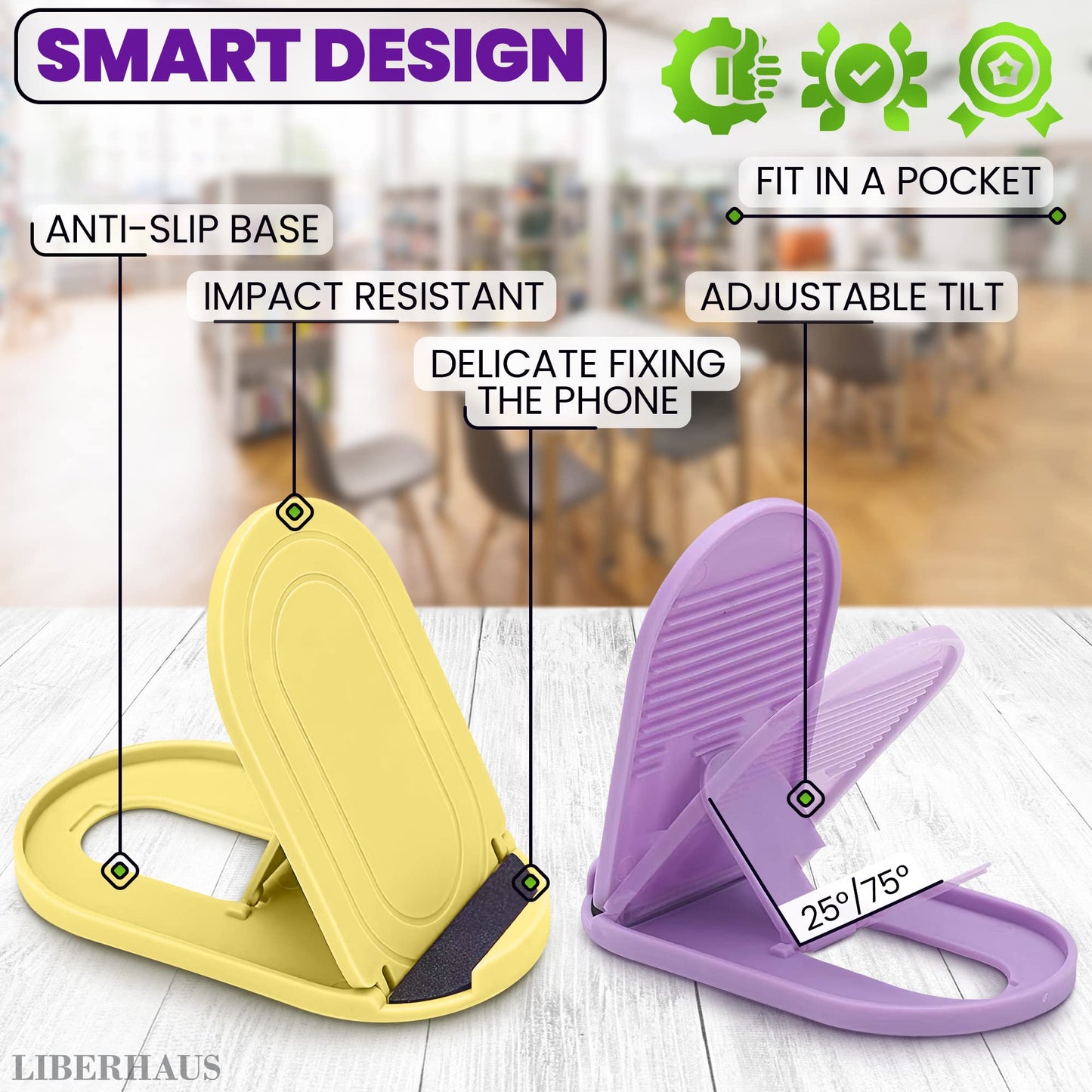 12 Pcs Cell Phone Stand for Desk - Stable Cell Phone Holder Bulk Pack, Adjustable Design with Silicone Pads, Fits 4-7.9" Devices - Cellphone Stand