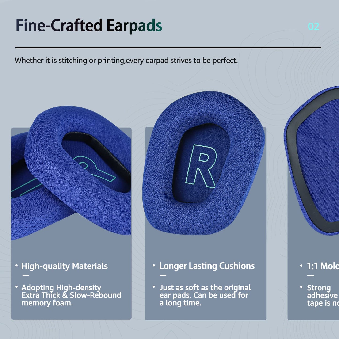 Wzsipod Fabric Replacement Ear Pads for Logitech G733 Gaming Headset, Also Fit Logitech G335 Wireless Headphone, EarPads Accessories with Soft Mesh…