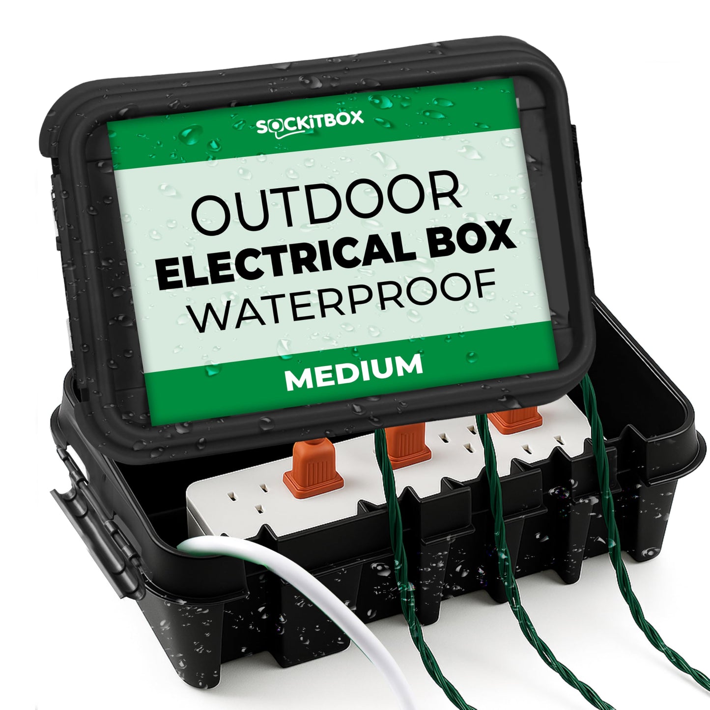 SockitBox - The Original Weatherproof Connection Box - Indoor & Outdoor Electrical Power Cord Enclosure for Timers, Extension Cables, Transformers