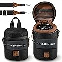 C Coiro Premium Camera Lens Case with Quick Release Strap, Water Resistant Protective Lens Pouch for DSLR Camera, 2 Size L and M, Compatible
