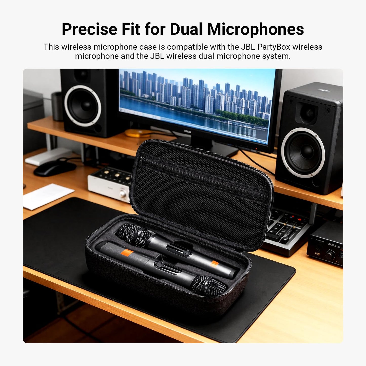 NEEWER Wireless Microphone Case Compatible with JBL PartyBox Dual Mic System, Hard Shell Handheld Travel Carrying Bag for Singing or Karaoke, for