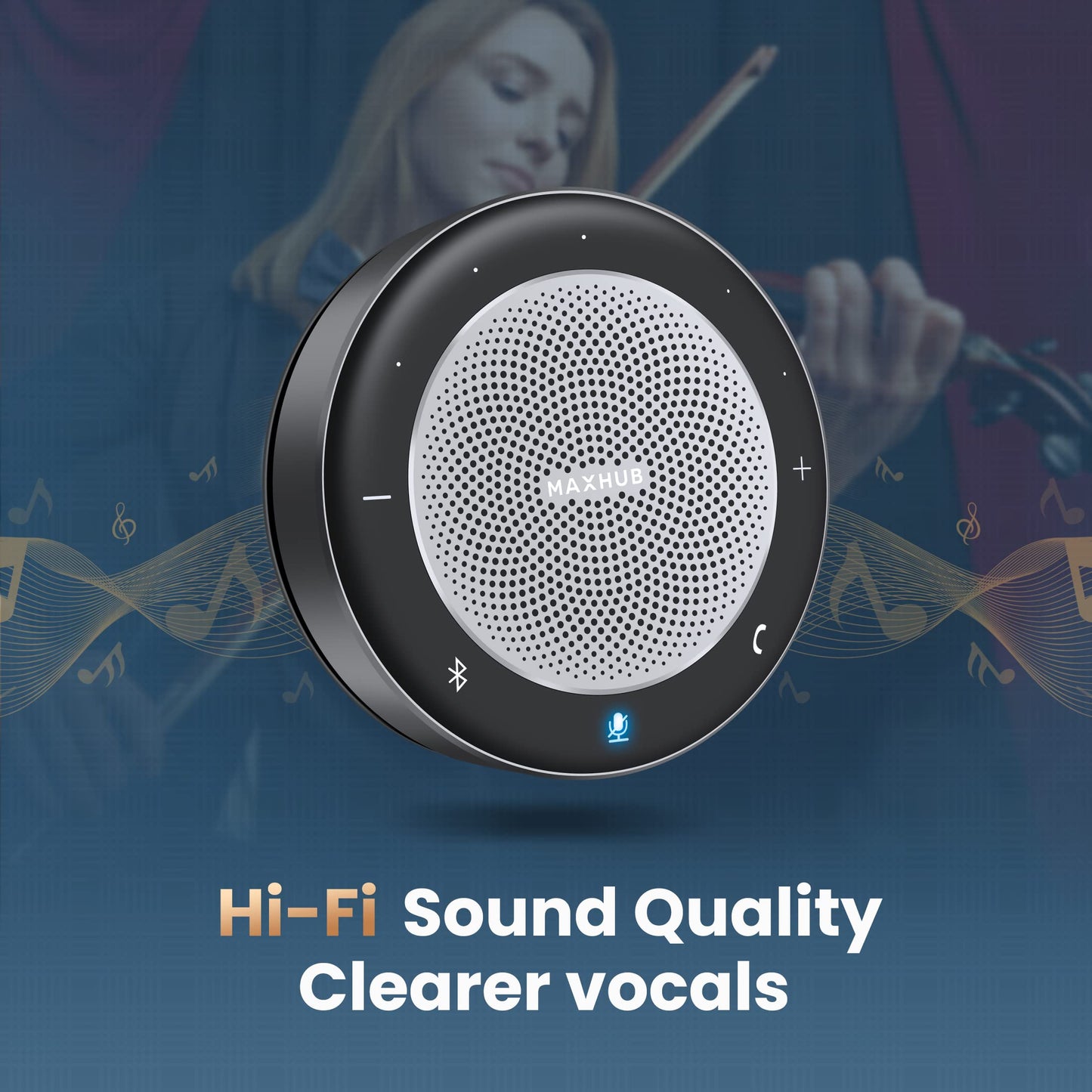 Enther&MAXHUB Bluetooth Speakerphone,USB Conference Speaker with 360° Voice Pickup&6 Microphones,Noise Reduction,Compatible