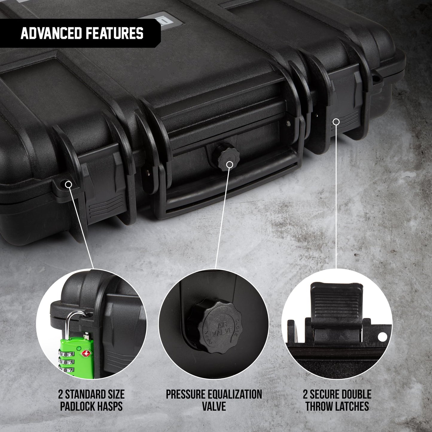 Durabox All Weather Hard Case 16 x 14 x 4” - TSA Approved Hard Shell Travel Case with Customizable Foam for Laptops, Electronics, Guns, Pistols