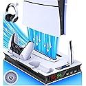 PS5 Pro/Slim/Ps5 Stand and Cooling Station with Controller Charging Station for Playsation 5 Disc Digital Consoles, PS5 Accessories Incl. 3 Levels