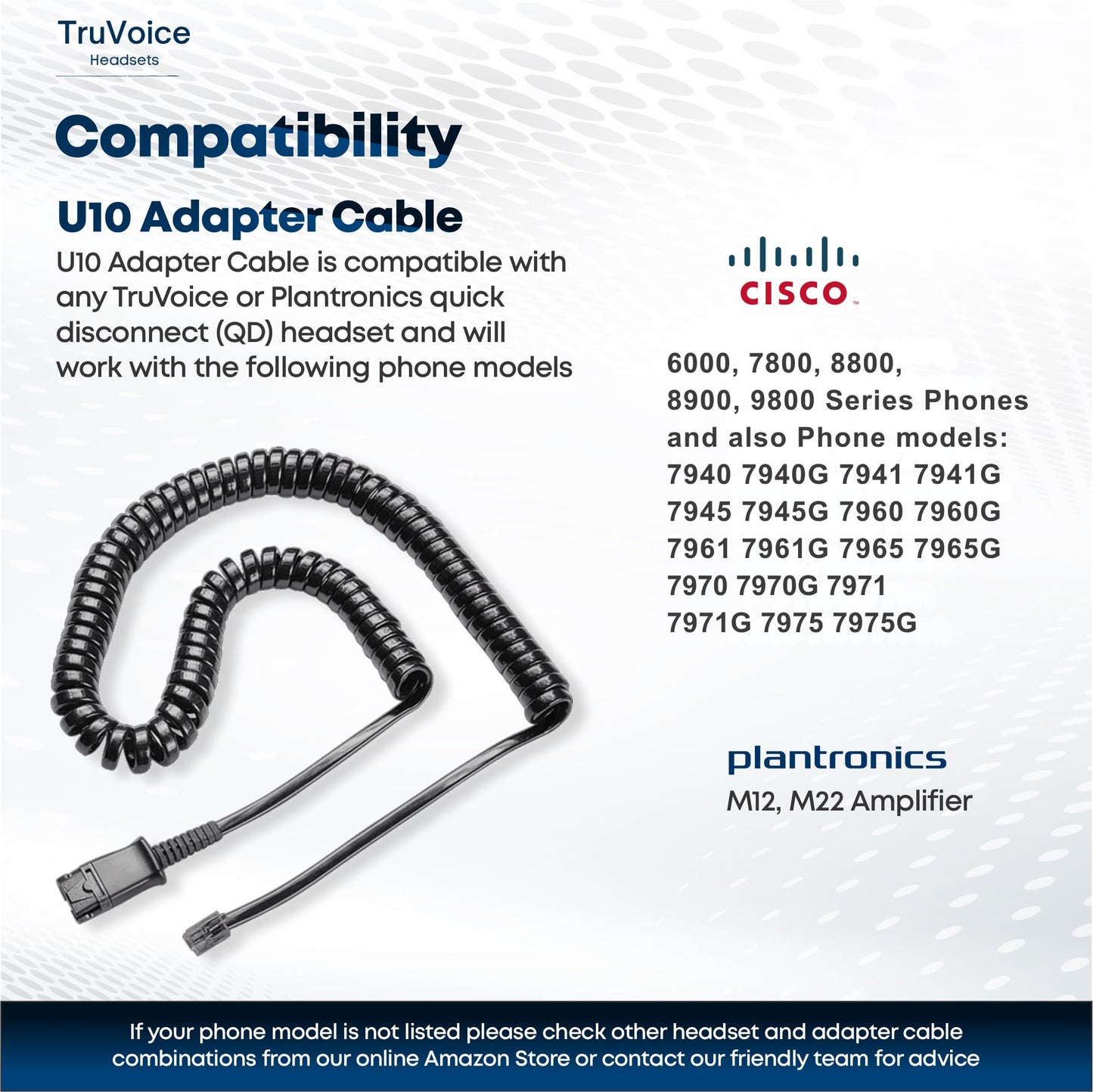 TruVoice HD-300 Deluxe Headset with Noise Reduction Voice Tube & HD Sound - Compatible with Cisco 6000, 7800, 8800 8900 Series Phones and 7931 7940
