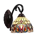 Chloe Lighting Serenity Victorian Tiffany-Style Dark Bronze 1 Light Wall Sconce 8'' Wide, Multicolor