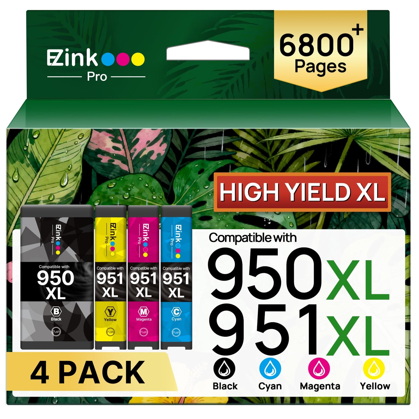 950XL 951XL Ink Cartridge 950 951 Combo Pack Compatible for Pro 8600 4 Pack