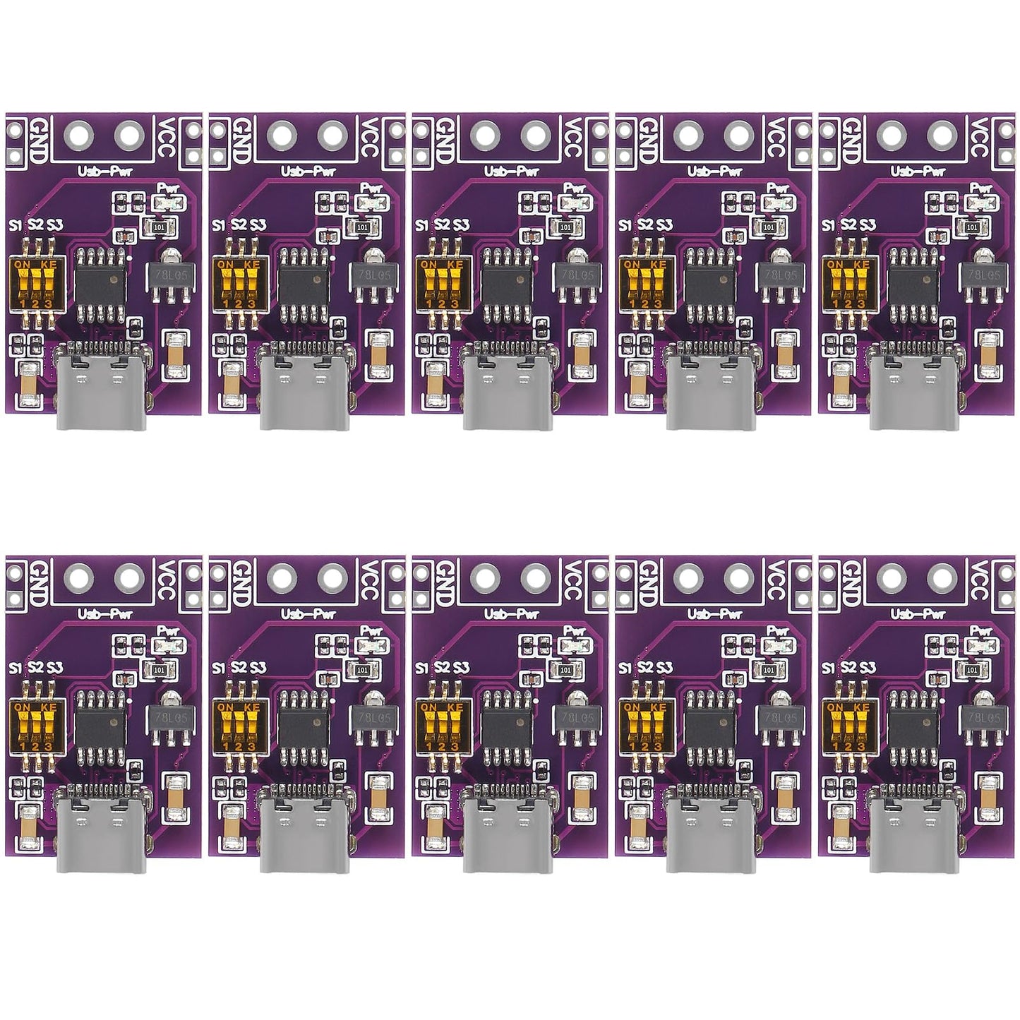 DWEII 10-Pack Type-C QC AFC PD2.0 PD3.0 to DC Spoof Scam Fast Charge Trigger Polling Detector USB-PD Notebook Power Supply Change Board Module