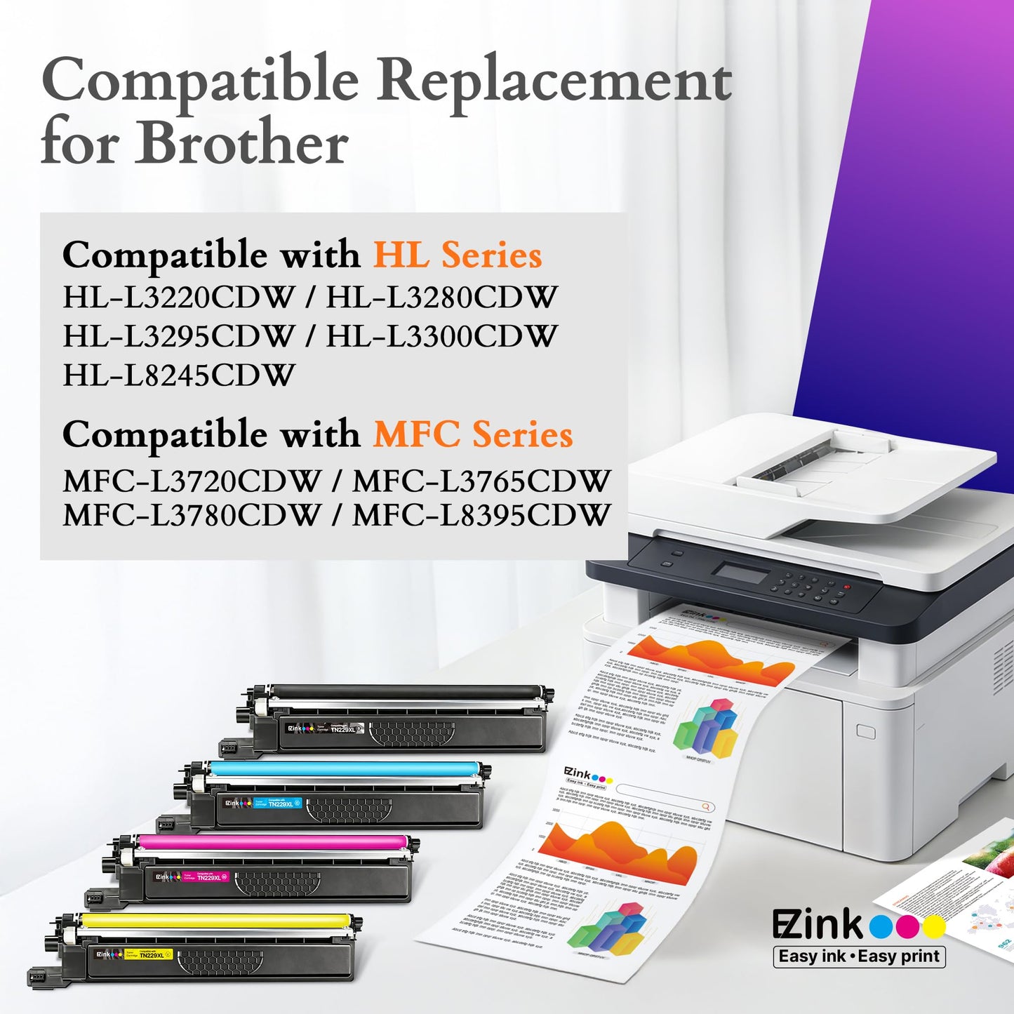 E-Z Ink TN229XL MFC-L3780CDW Toner for Brother TN229XL Toner Cartridges