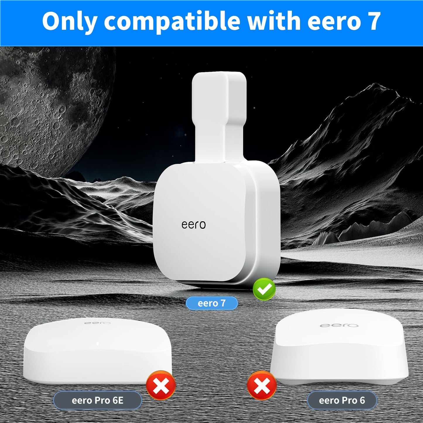 SENLEG eero 7 Wall Mount, No Drill Outlet Bracket Holder Only Compatible with eero 7 Dual-Band Mesh Router, Cable Management - Space Saving (2 Pack)