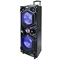 QFX E-1500 Professional Large Bluetooth Speakers | Portable PA Speaker System | Dual 15” Woofers, 1.5” Tweeter, and Party Lights