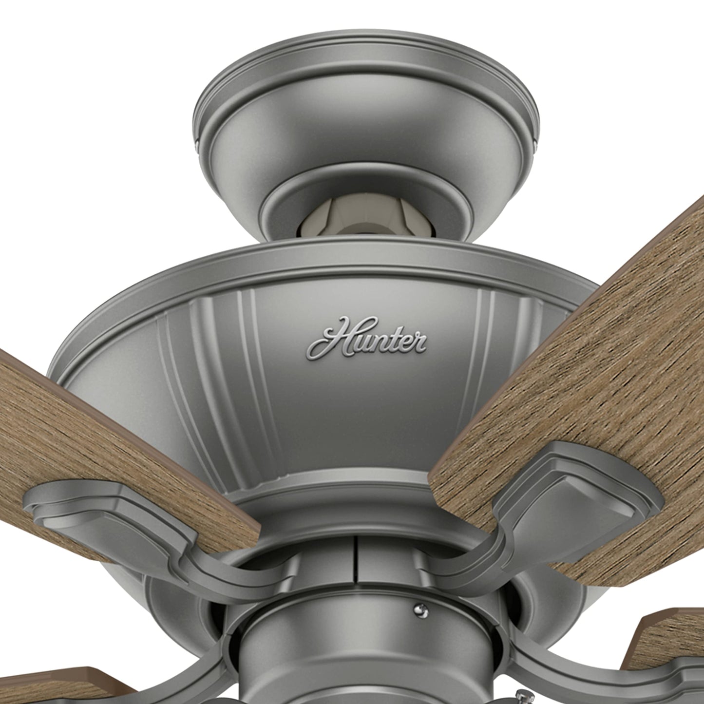 Hunter Fan 52 inch Casual Matte Silver Indoor Ceiling Fan with Lights and Pull Chain, Holiday Gift for Bedroom, Living Room/Family Room, Dining Room